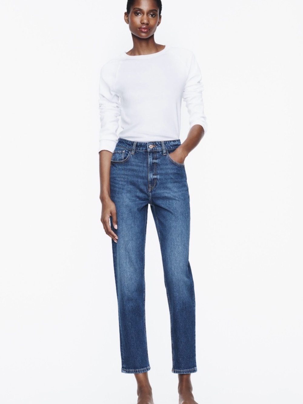 Zara Z1975 Mom Jeans in Medium Blue Wash
